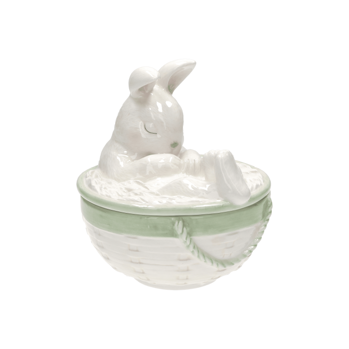 Scatola in ceramica con coniglio