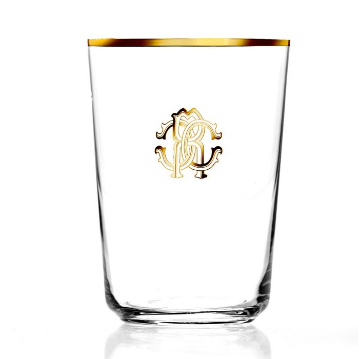 bicchiere bibita col oro monogramma roberto cavalli